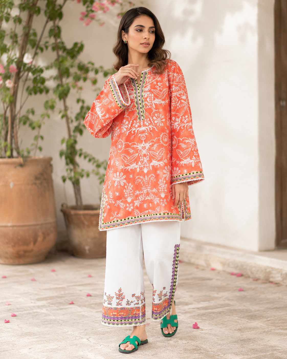 Royal Bloom  Vibrant Orange White