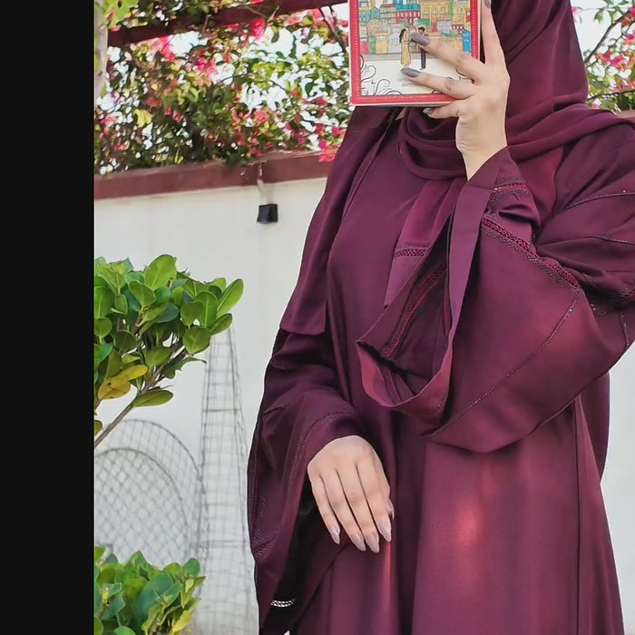 Plum Abaya – Elegant Premium Modest Wear With Matching Stole