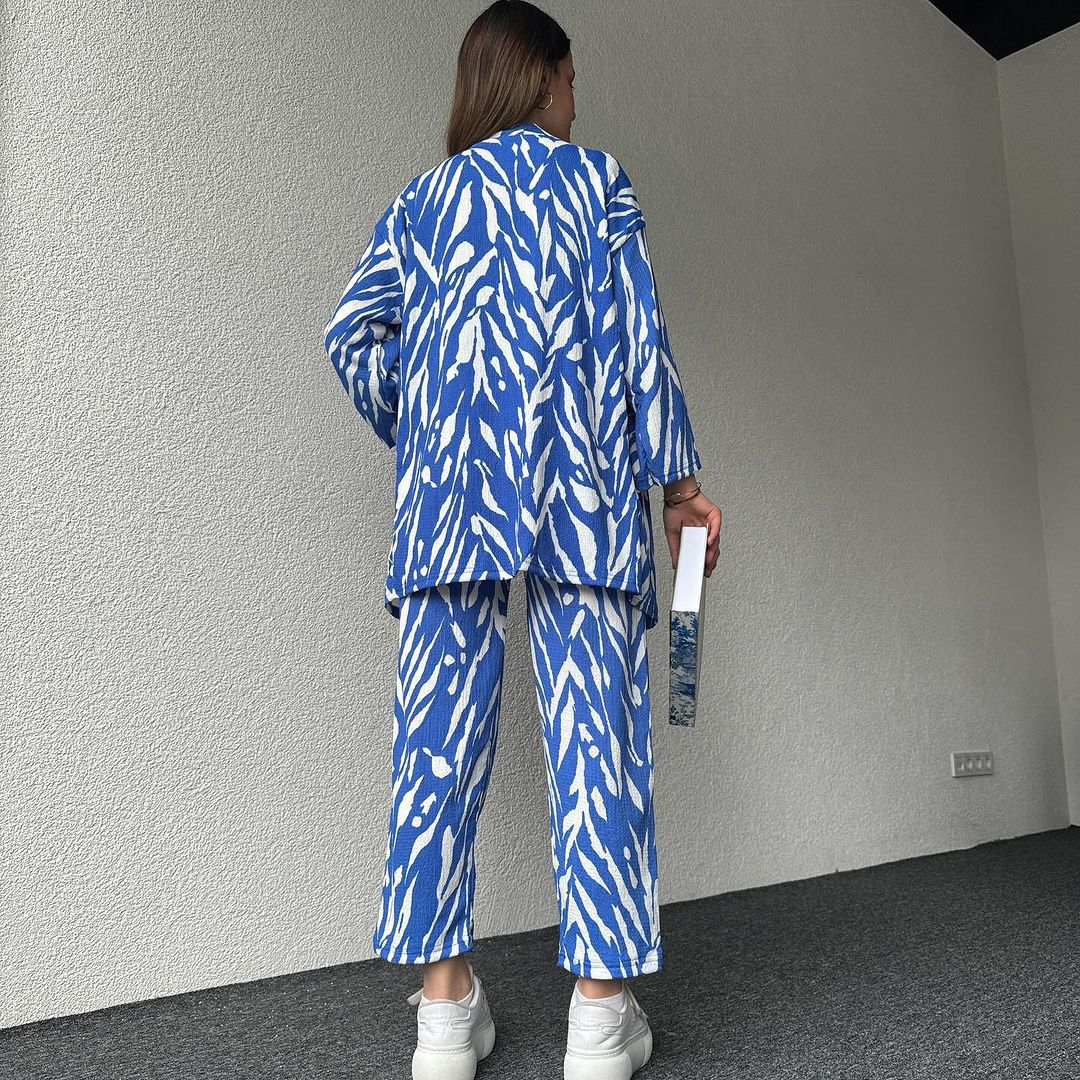 Stylish Zebra Print Coordinated Set Trendy Gown  & Trousers