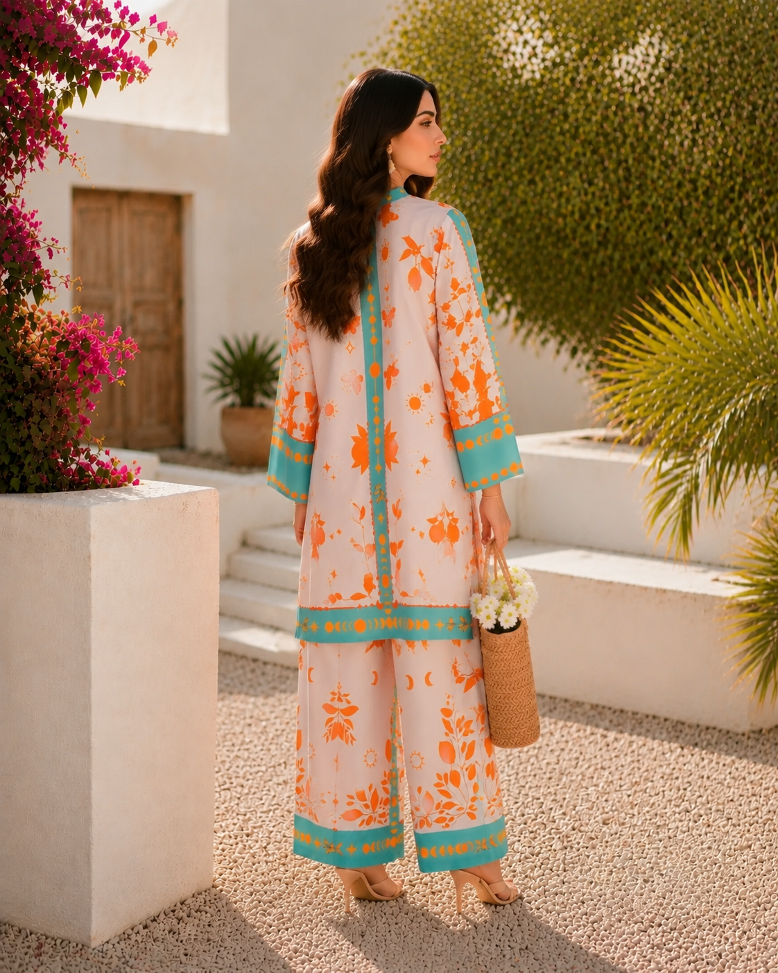 Vibrant Orange Botanical & Celestial Bold Orange Print