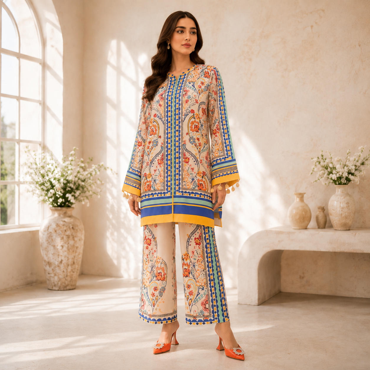 Radiant Reverie Vibrant Printed Two-Piece Lawn Suit