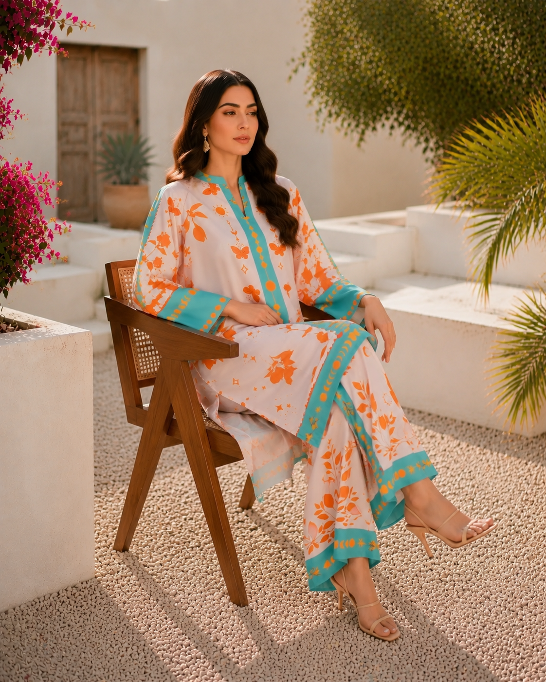 Vibrant Orange Botanical & Celestial Bold Orange Print