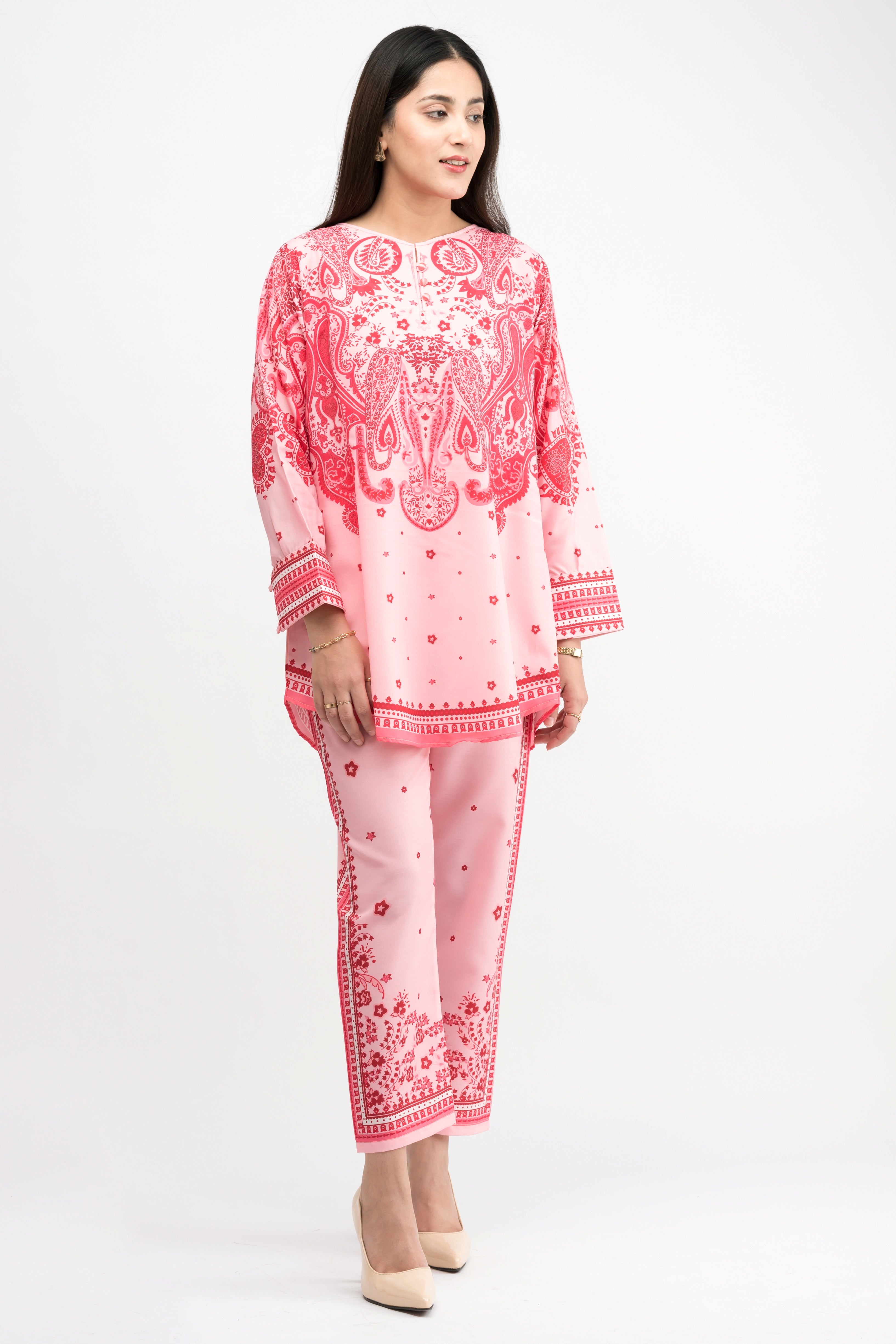 Dilkash Red Premium Digital Printed Lawn 2-Piece Kurta Set