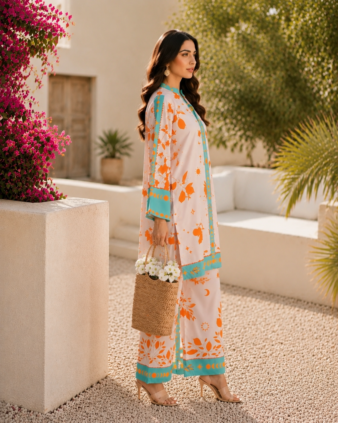 Vibrant Orange Botanical & Celestial Bold Orange Print