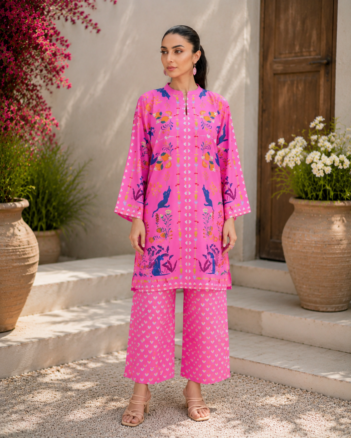 Whimsical Rose Digital Printed Lawn 2-Piece Kurti set