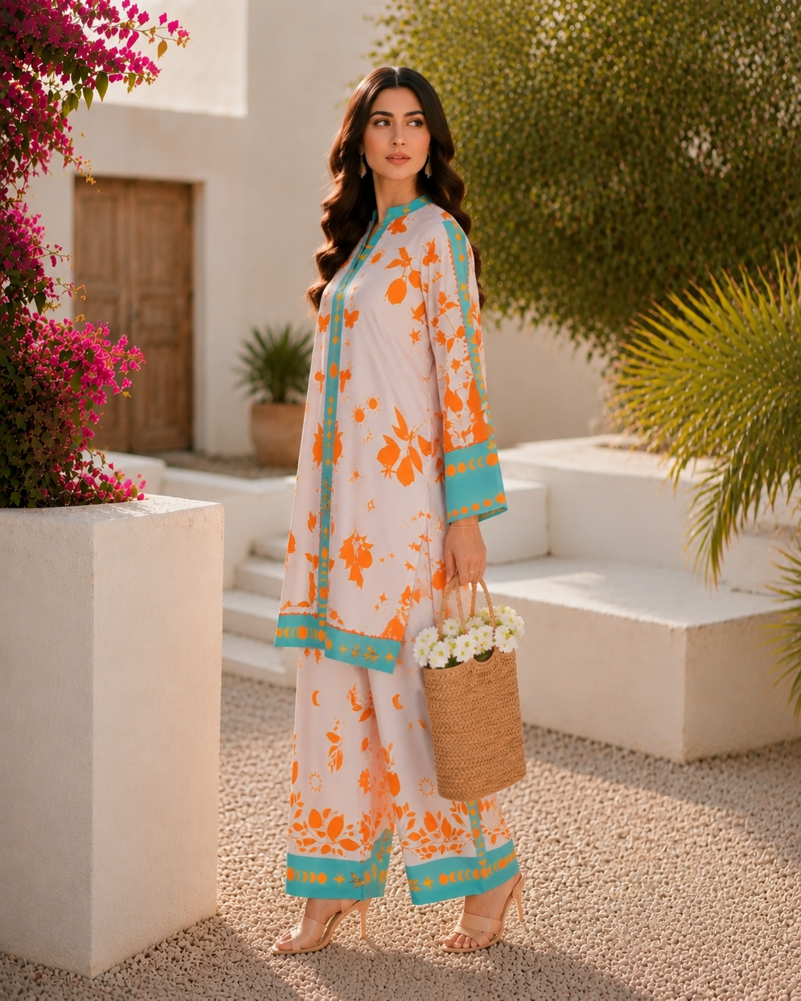 Vibrant Orange Botanical & Celestial Bold Orange Print