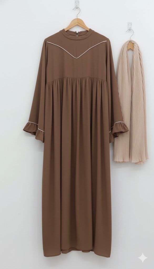 Ayse Flarey Abaya With Premium Stole – Elegant Flared Modest Wear