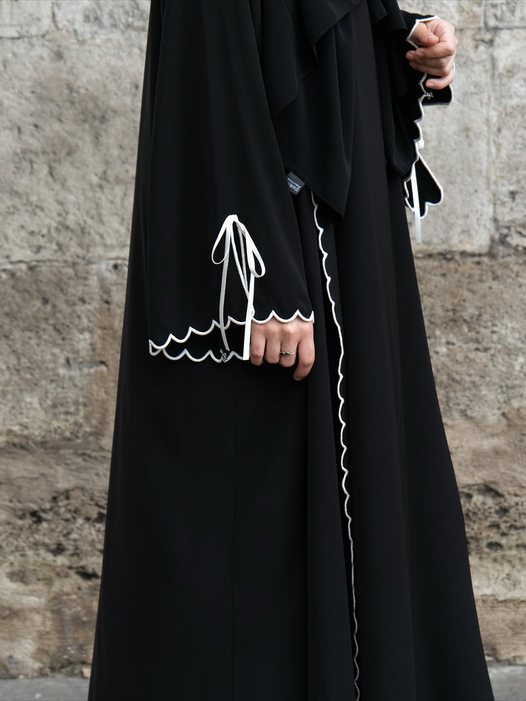 The Luna Ribbon Abaya With Premium Stole – Elegant Modest Luxury Wear