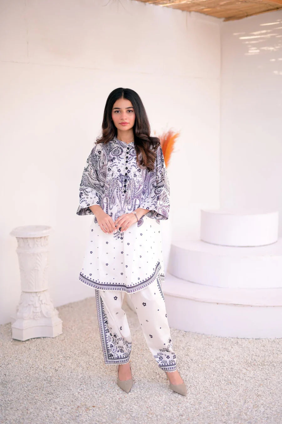 Dilkash Red Premium Digital Printed Lawn 2-Piece Kurta Set