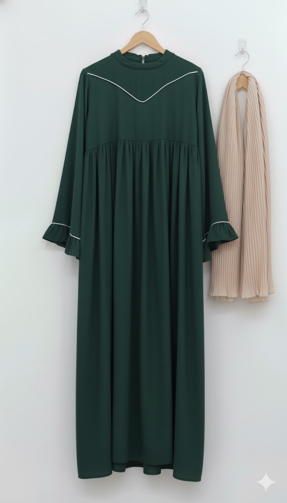 Ayse Flarey Abaya With Premium Stole – Elegant Flared Modest Wear