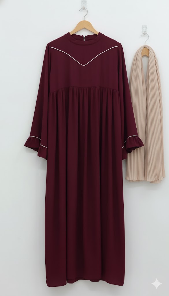 Ayse Flarey Abaya With Premium Stole – Elegant Flared Modest Wear