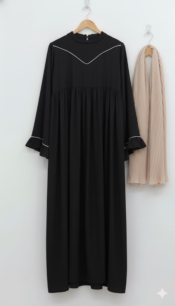 Ayse Flarey Abaya With Premium Stole – Elegant Flared Modest Wear