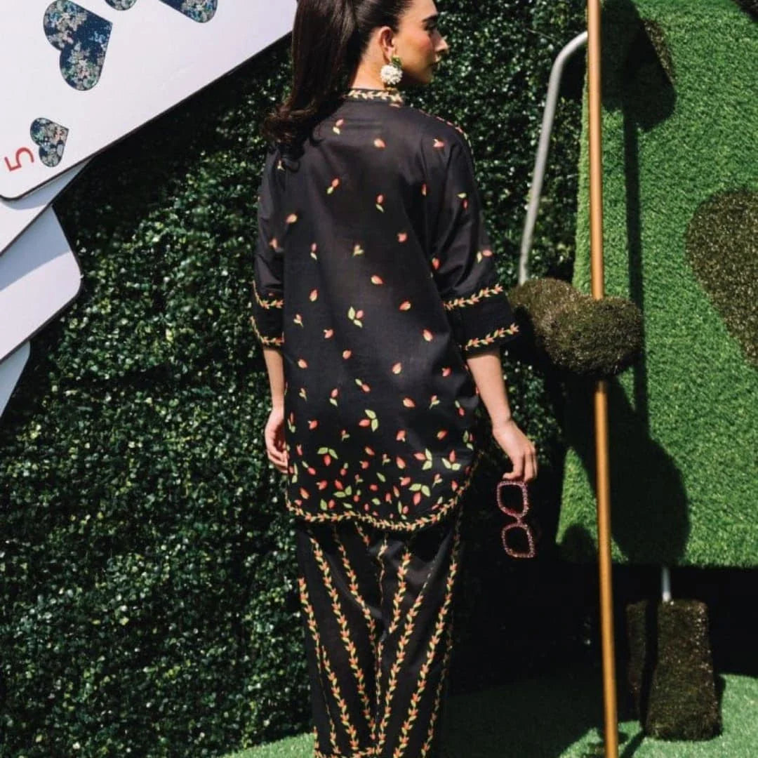 Charming Noir Lawn Printed Botanical Fusion 2-Piece Set