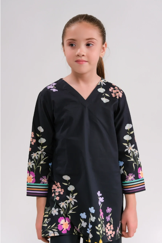 Floral Nocturne Embroidered 2-Piece Suit for Girls | Elegant Eid & Party Wear 2025 (6-14 Years)