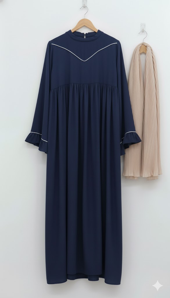 Ayse Flarey Abaya With Premium Stole – Elegant Flared Modest Wear
