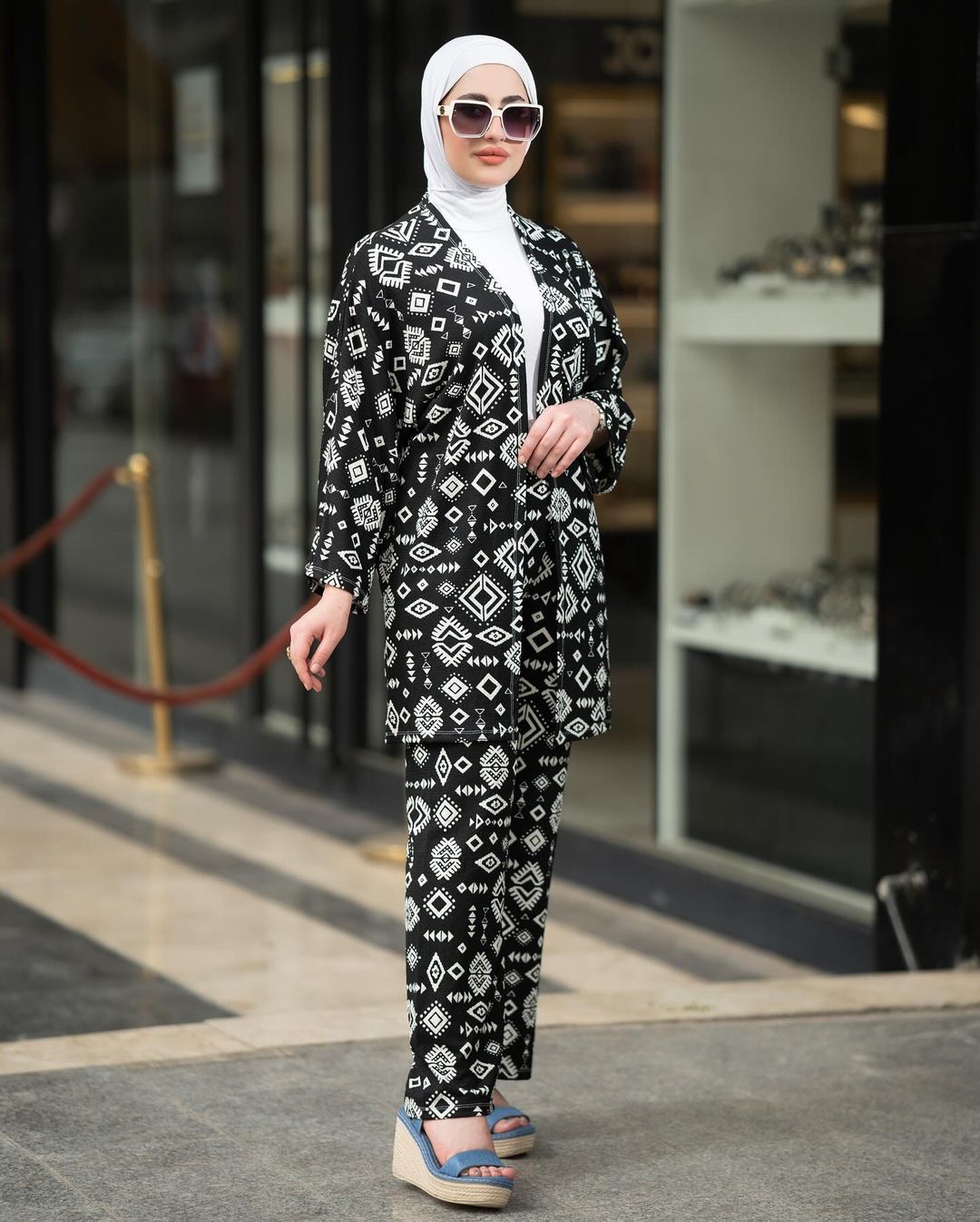 Trendy Olive Tribal Print Set Sophisticated Style