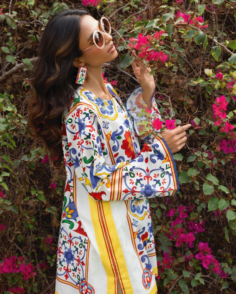Riwaaya Multicolor Vibrant Floral Ethnic Kurti Set