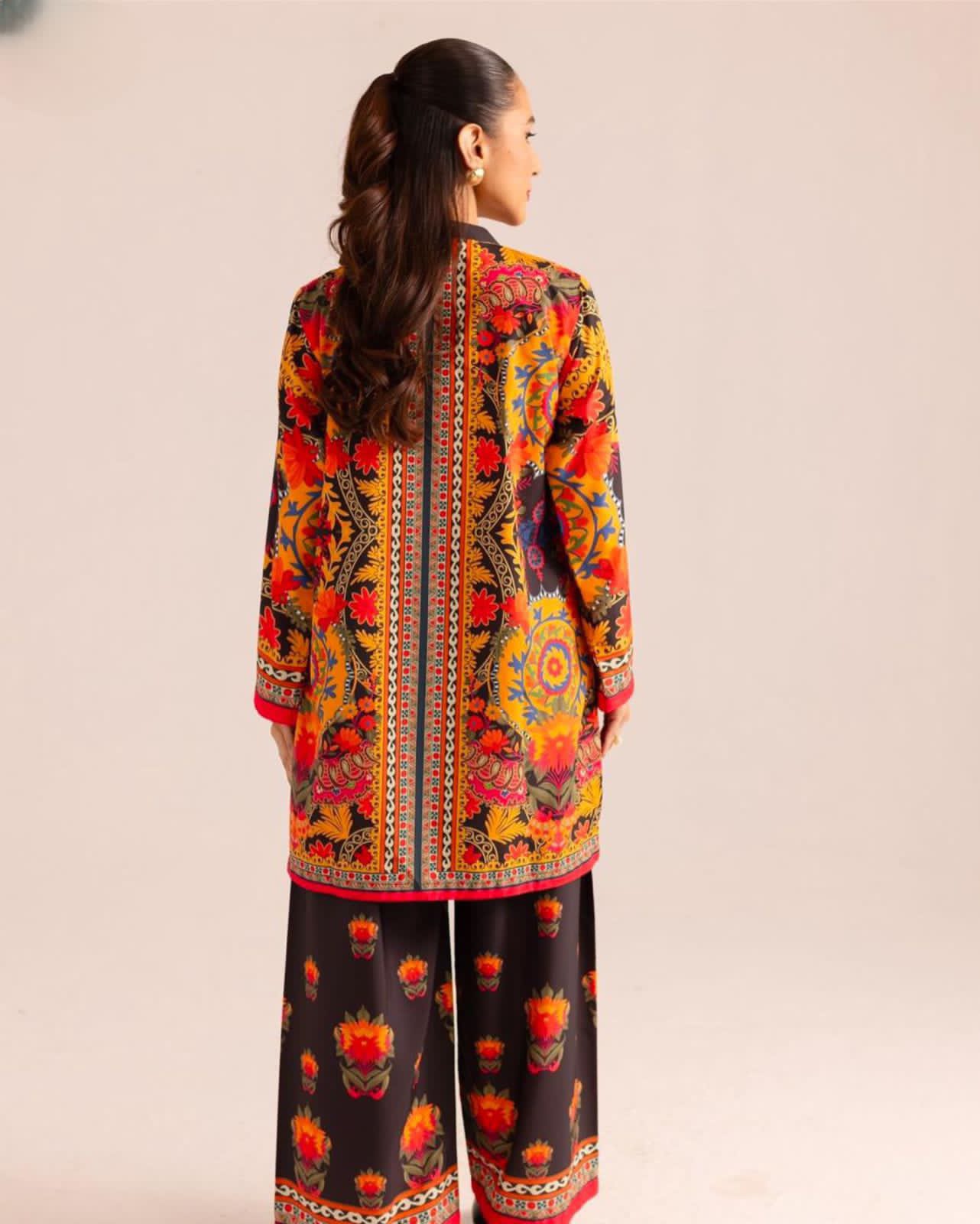 Vibrant Floral Fiesta - Winter Crepe Printed 2-Piece Suit for Women