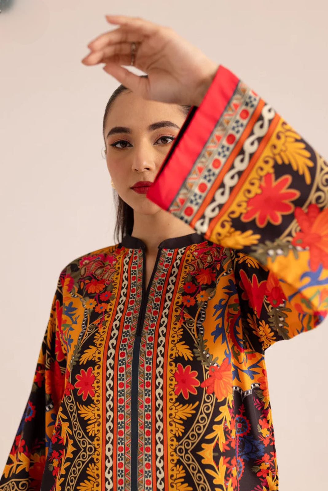 Vibrant Floral Fiesta - Winter Crepe Printed 2-Piece Suit for Women
