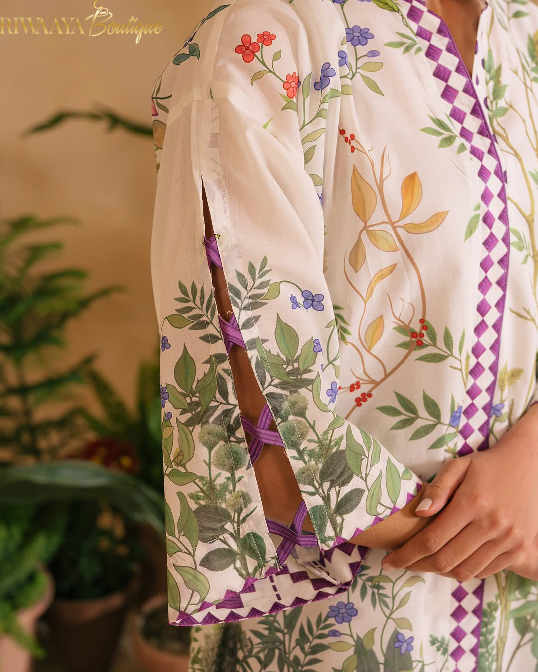 Loungewear Ensemble Cross Slub Printed Cord 2-Piece Set