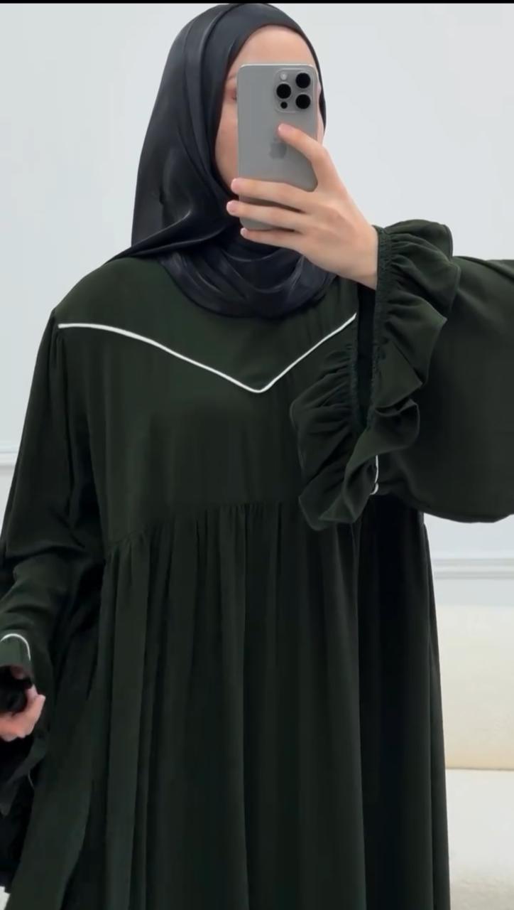 Ayse Flarey Abaya With Premium Stole – Elegant Flared Modest Wear