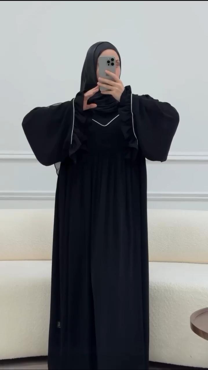 Ayse Flarey Abaya With Premium Stole – Elegant Flared Modest Wear