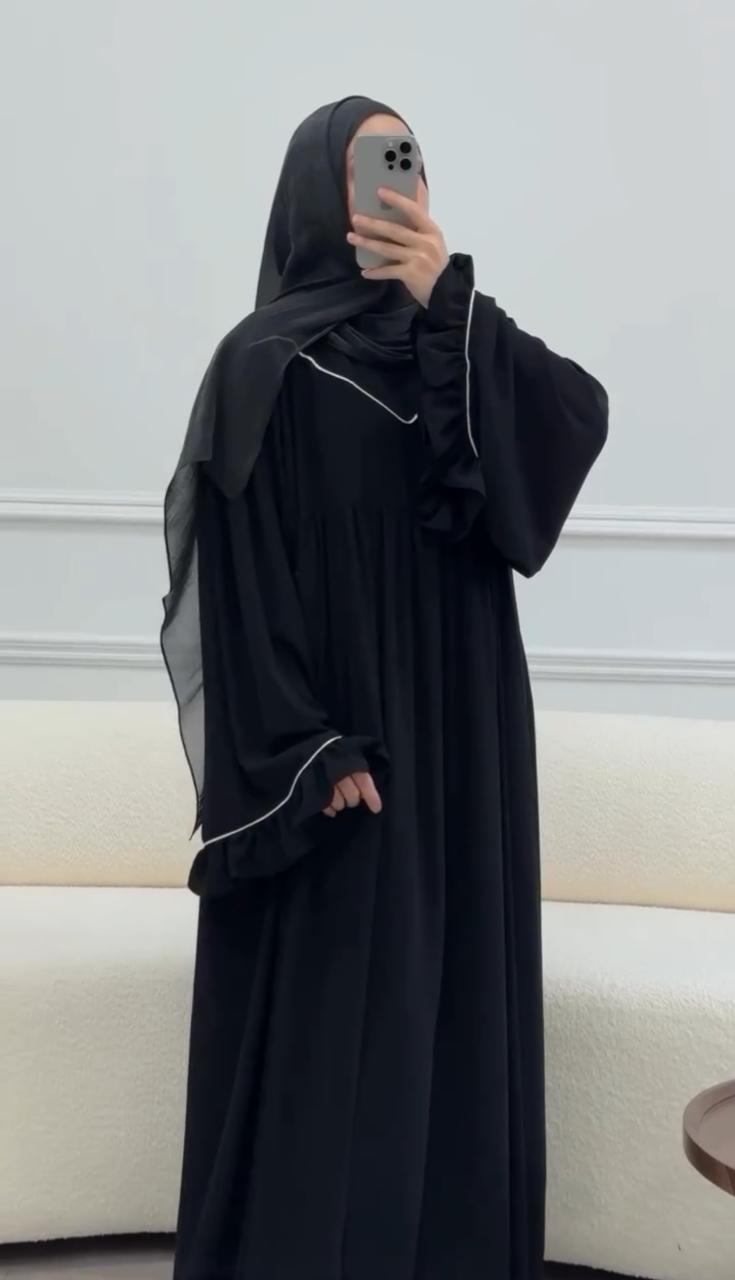 Ayse Flarey Abaya With Premium Stole – Elegant Flared Modest Wear