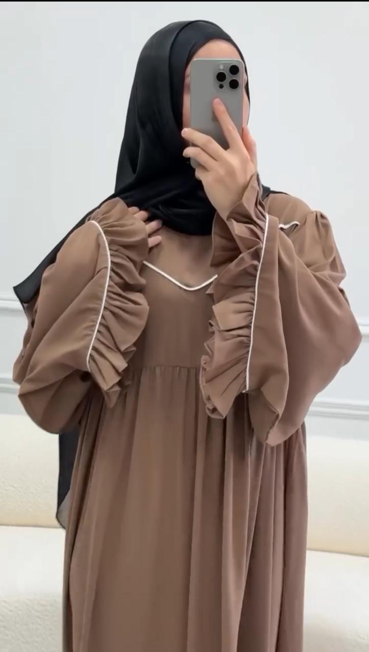 Ayse Flarey Abaya With Premium Stole – Elegant Flared Modest Wear