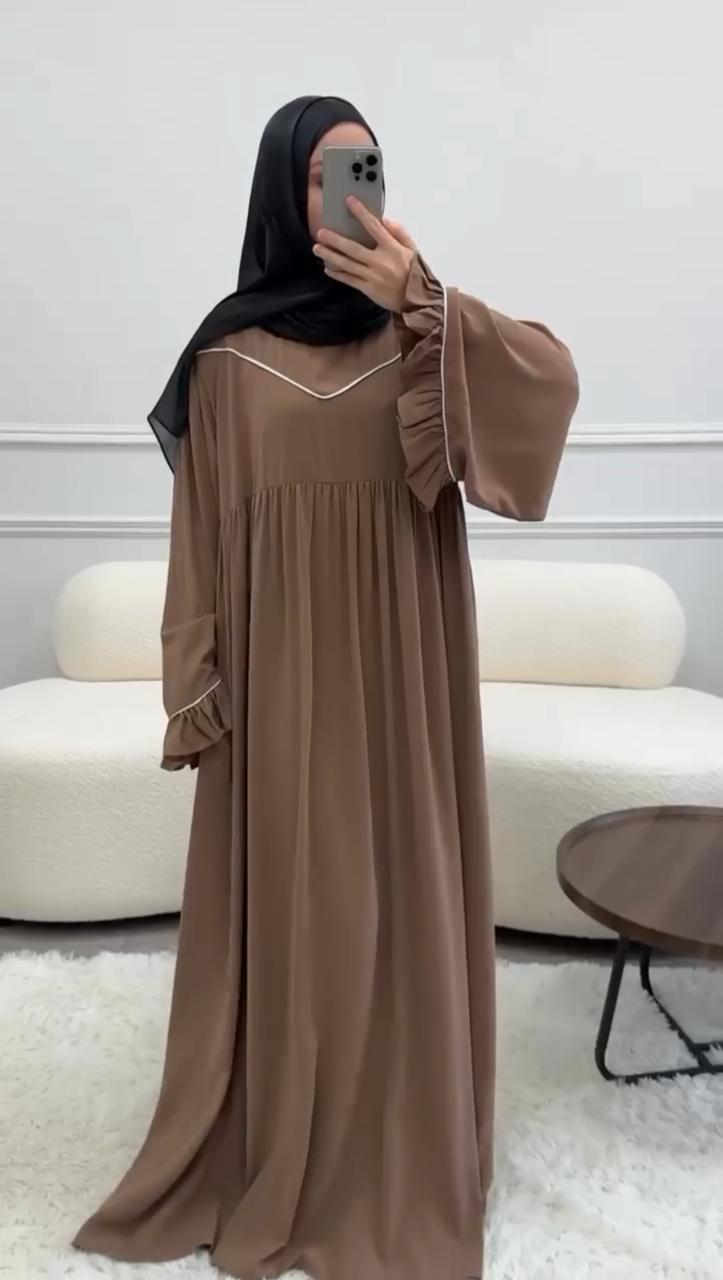 Ayse Flarey Abaya With Premium Stole – Elegant Flared Modest Wear