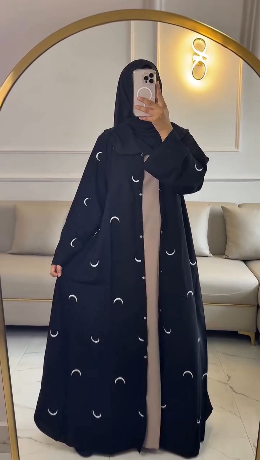 Moon Double Layer Luxe Abaya With Premium Stole – Elegant Modest Wear
