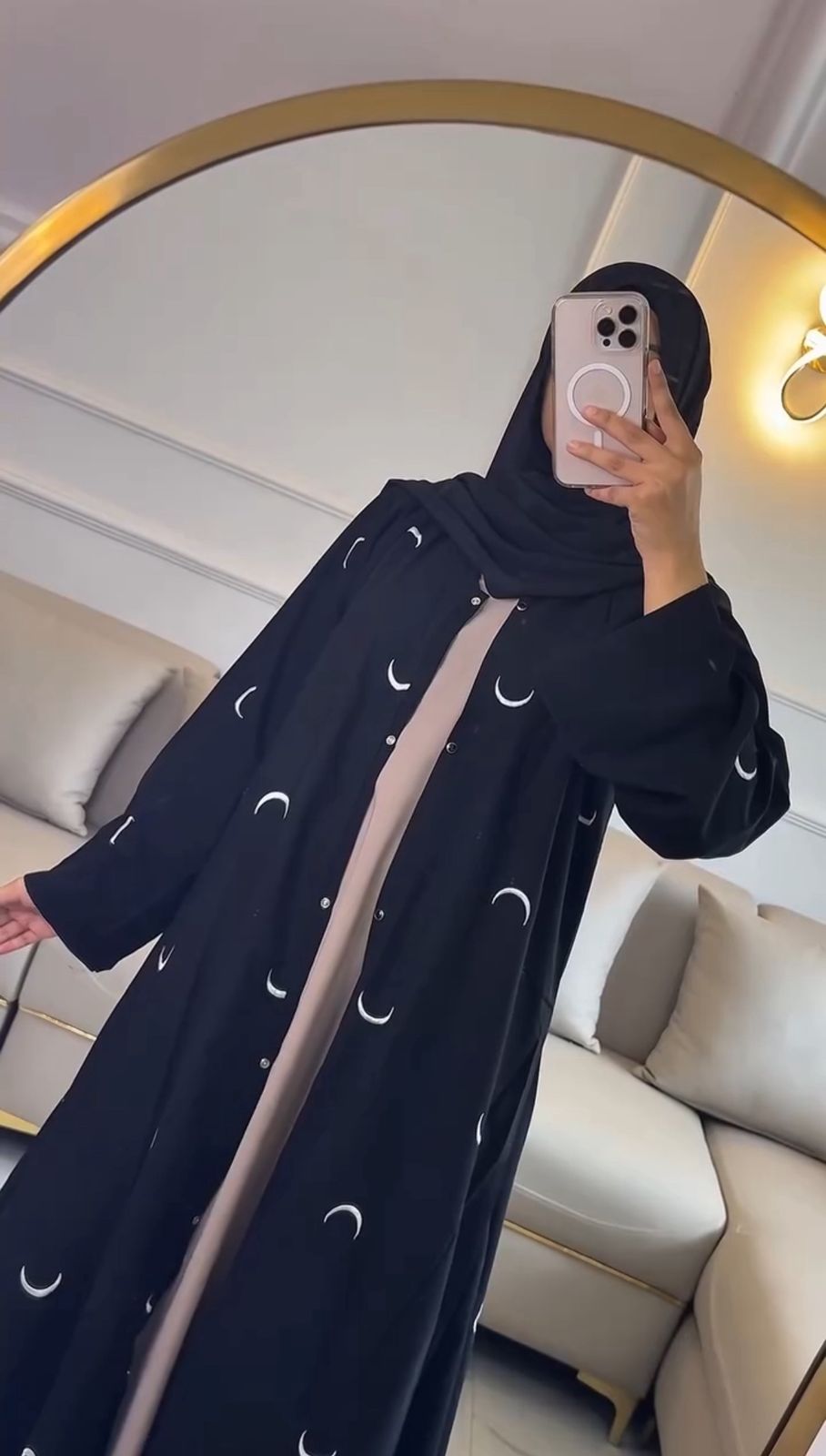 Moon Double Layer Luxe Abaya With Premium Stole – Elegant Modest Wear