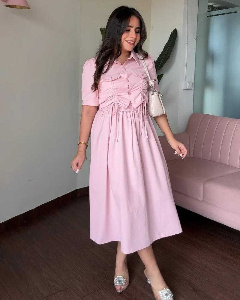 Peony Pink Midi – Elegant Georgette Co-Ord Set 🌸