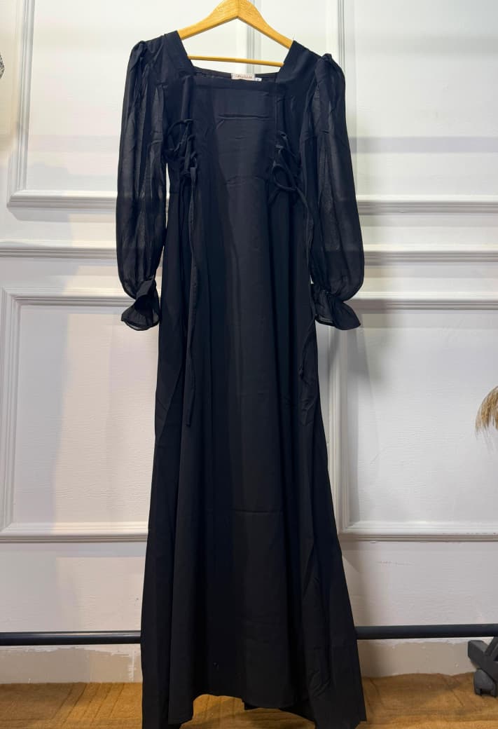 Midnight Aura Maxi Dress – Elegant Black Georgette Maxi