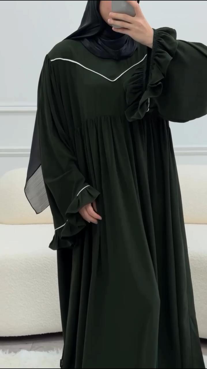 Ayse Flarey Abaya With Premium Stole – Elegant Flared Modest Wear