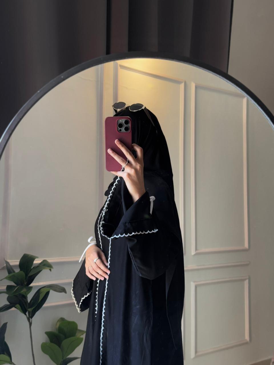The Luna Ribbon Abaya With Premium Stole – Elegant Modest Luxury Wear