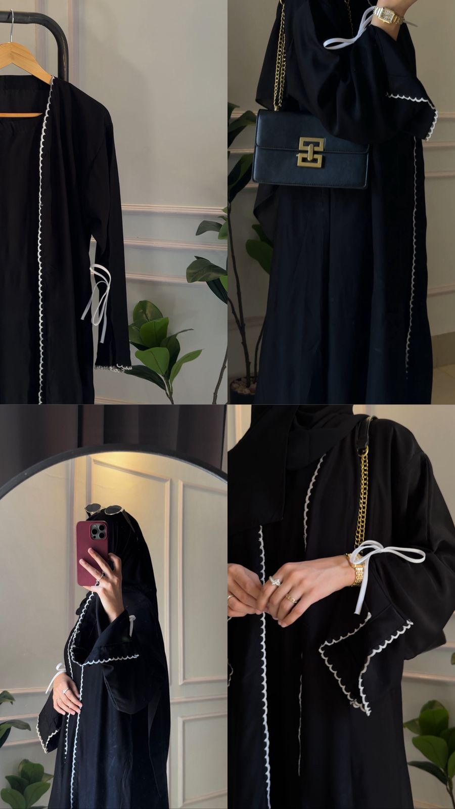 The Luna Ribbon Abaya With Premium Stole – Elegant Modest Luxury Wear
