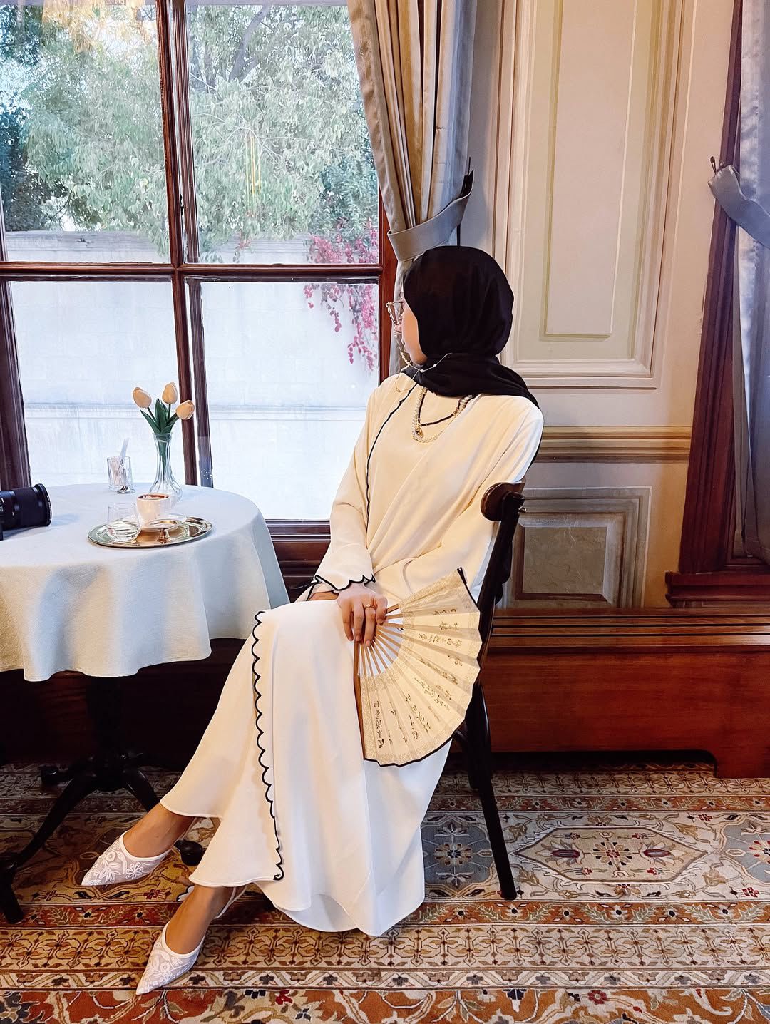 The Luna Ribbon Abaya With Premium Stole – Elegant Modest Luxury Wear