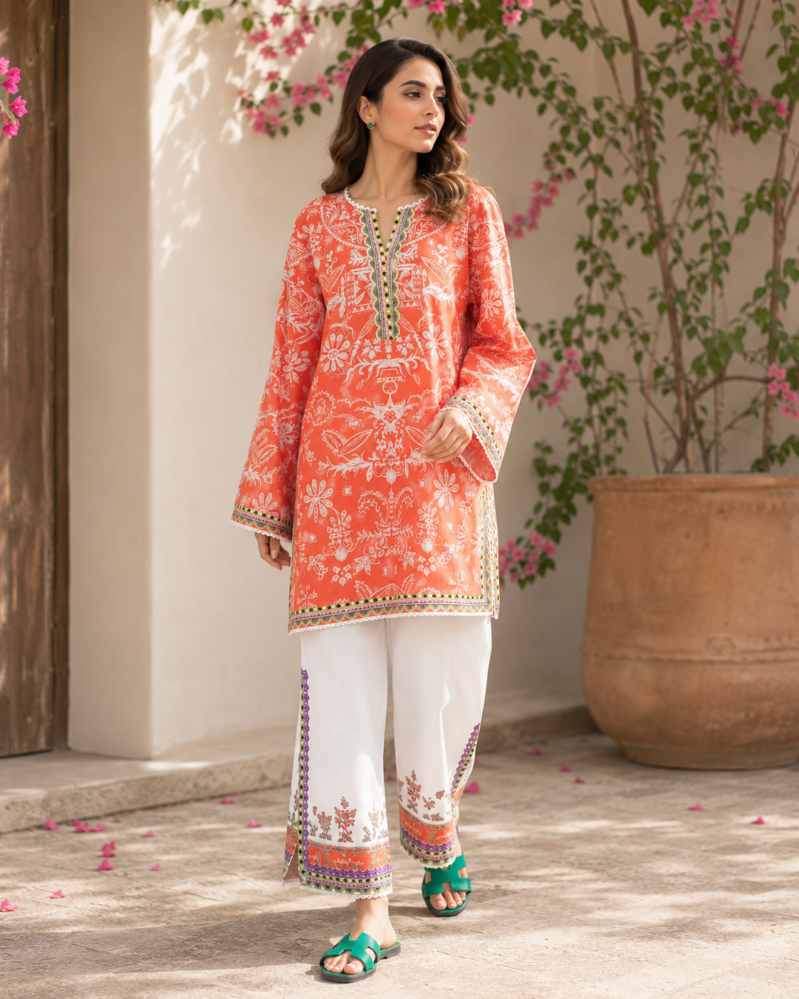 Royal Bloom  Vibrant Orange White