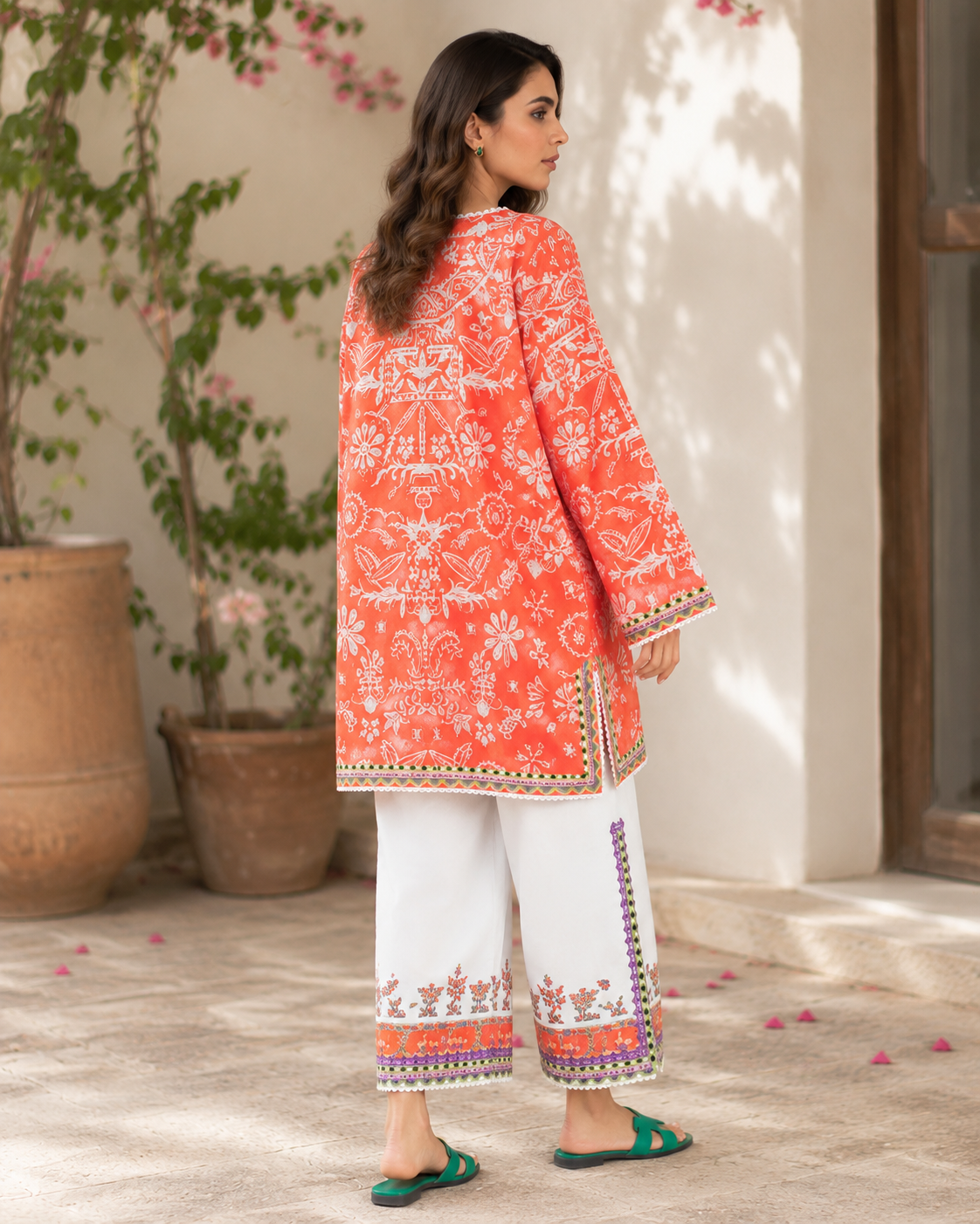 Royal Bloom  Vibrant Orange White