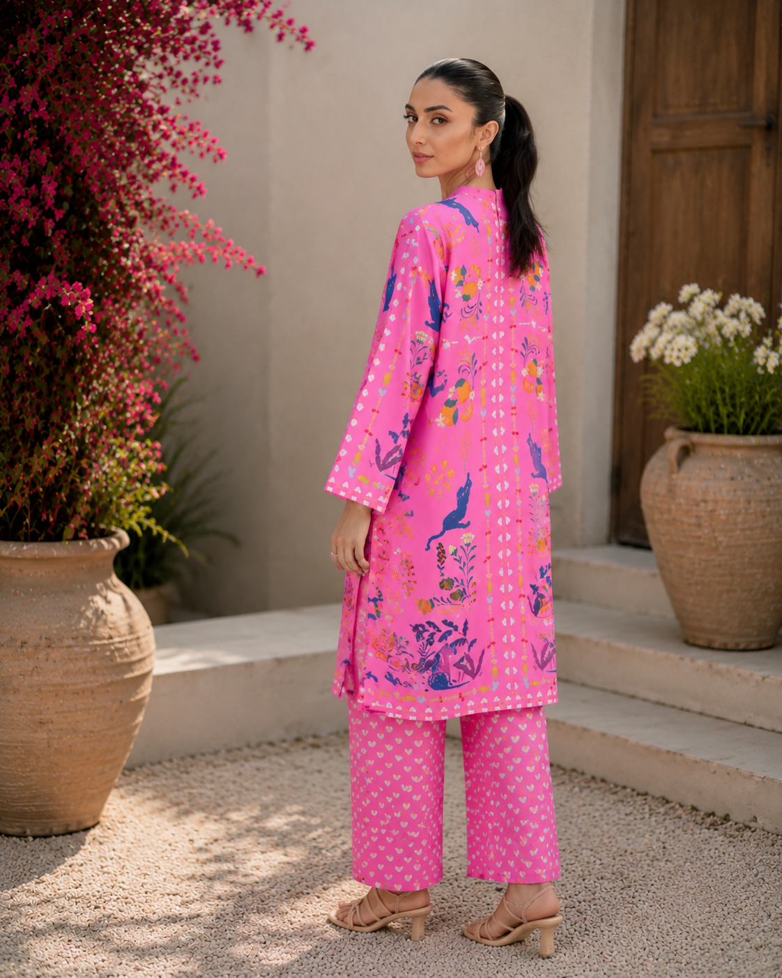Whimsical Rose Digital Printed Lawn 2-Piece Kurti set