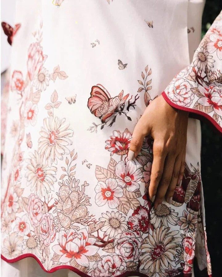 Whimsical Ivory Garden Premium digital printed lawn 2-Piece Set