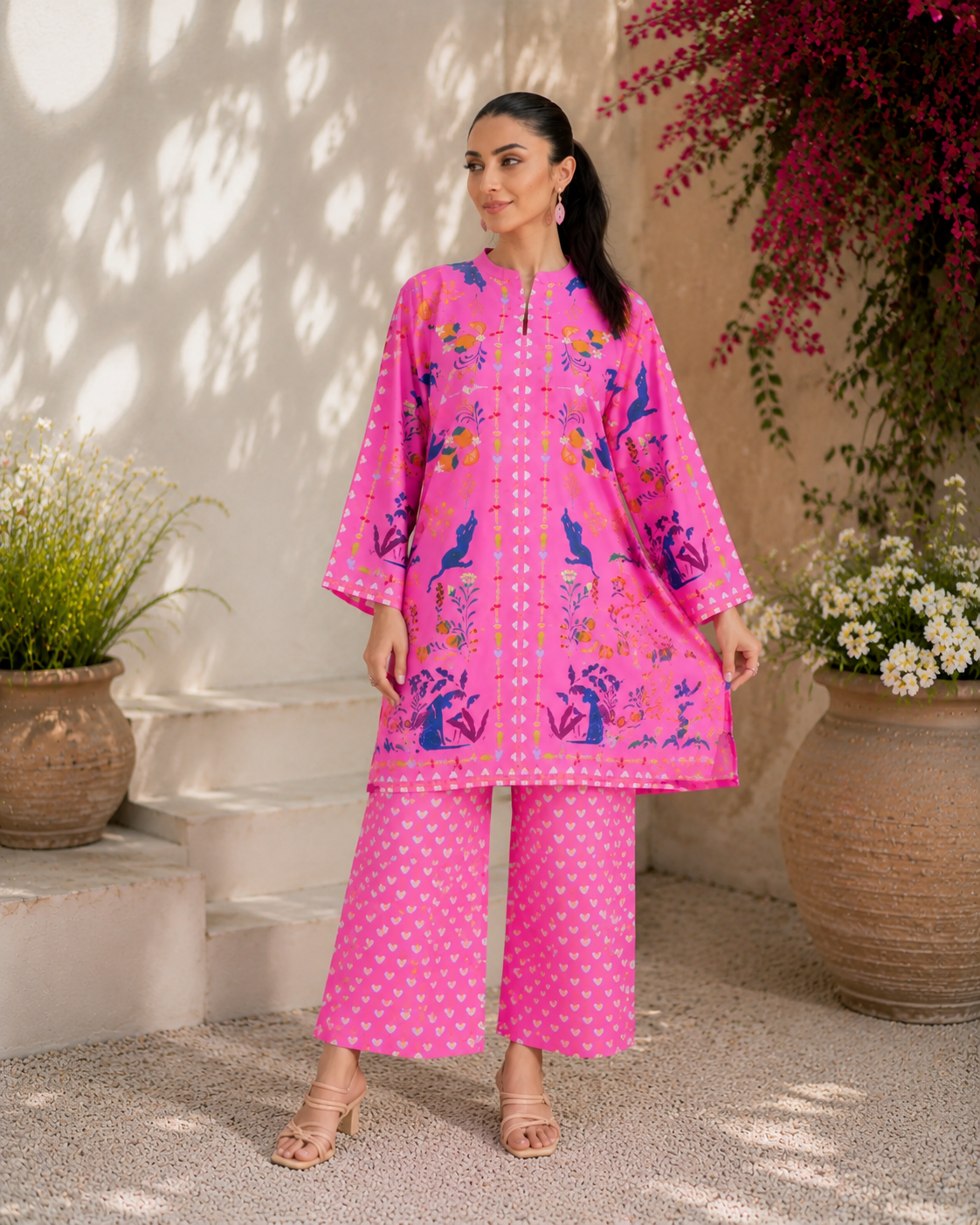 Whimsical Rose Digital Printed Lawn 2-Piece Kurti set