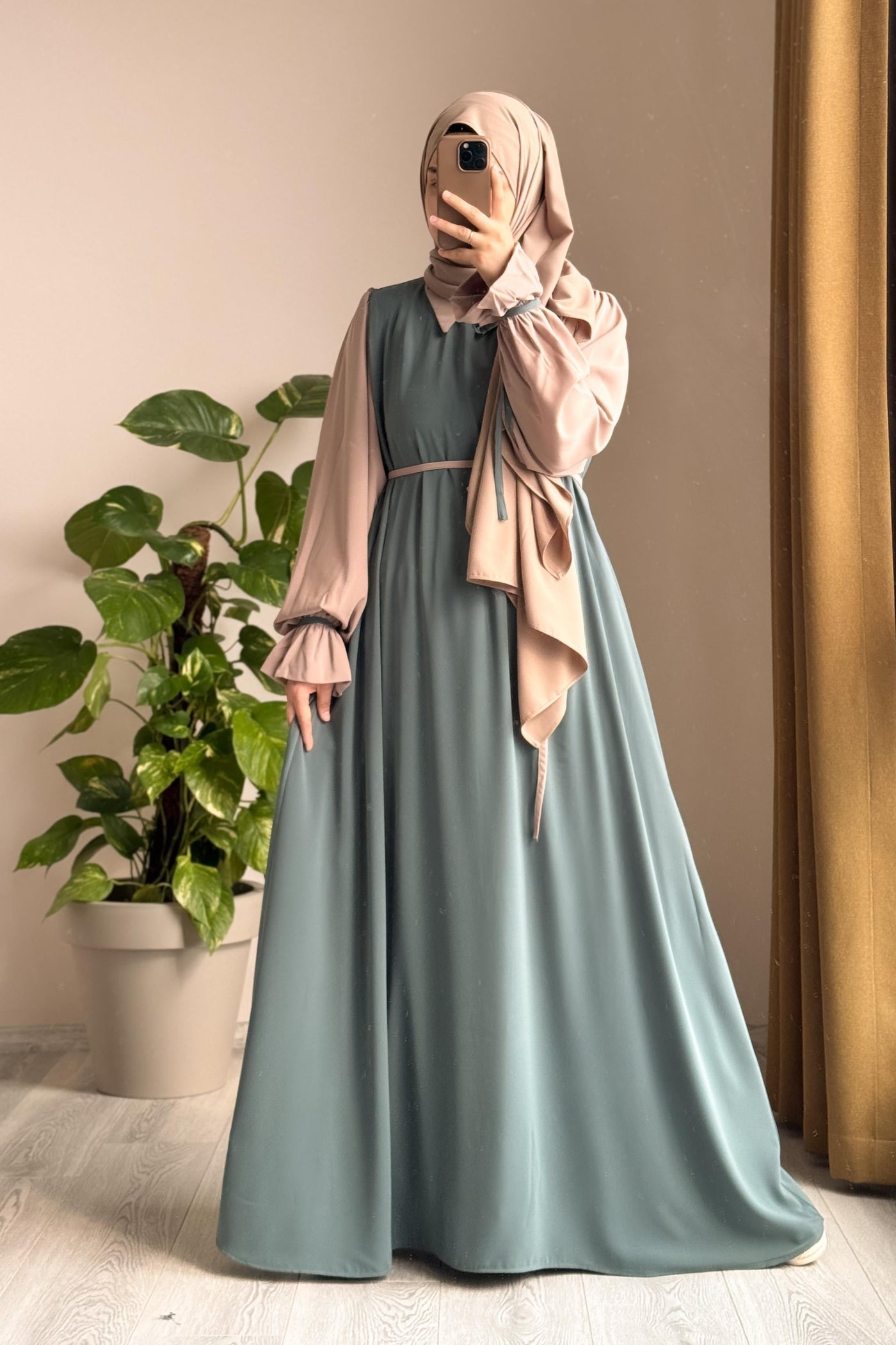 Aurelia Luxe Flow Abaya With Premium Stole – Elegant Modest Wear
