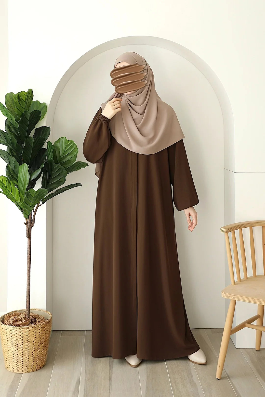 Modest Badam Abaya With Premium Stole – Elegant Everyday Luxe Wear
